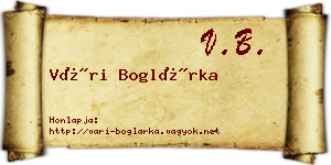 Vári Boglárka névjegykártya